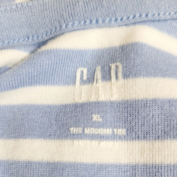 GAP The Modern Tee blue Striped Scoop Back Pima Cotton Blend Woman's Size XL Top - Picture 8 of 9